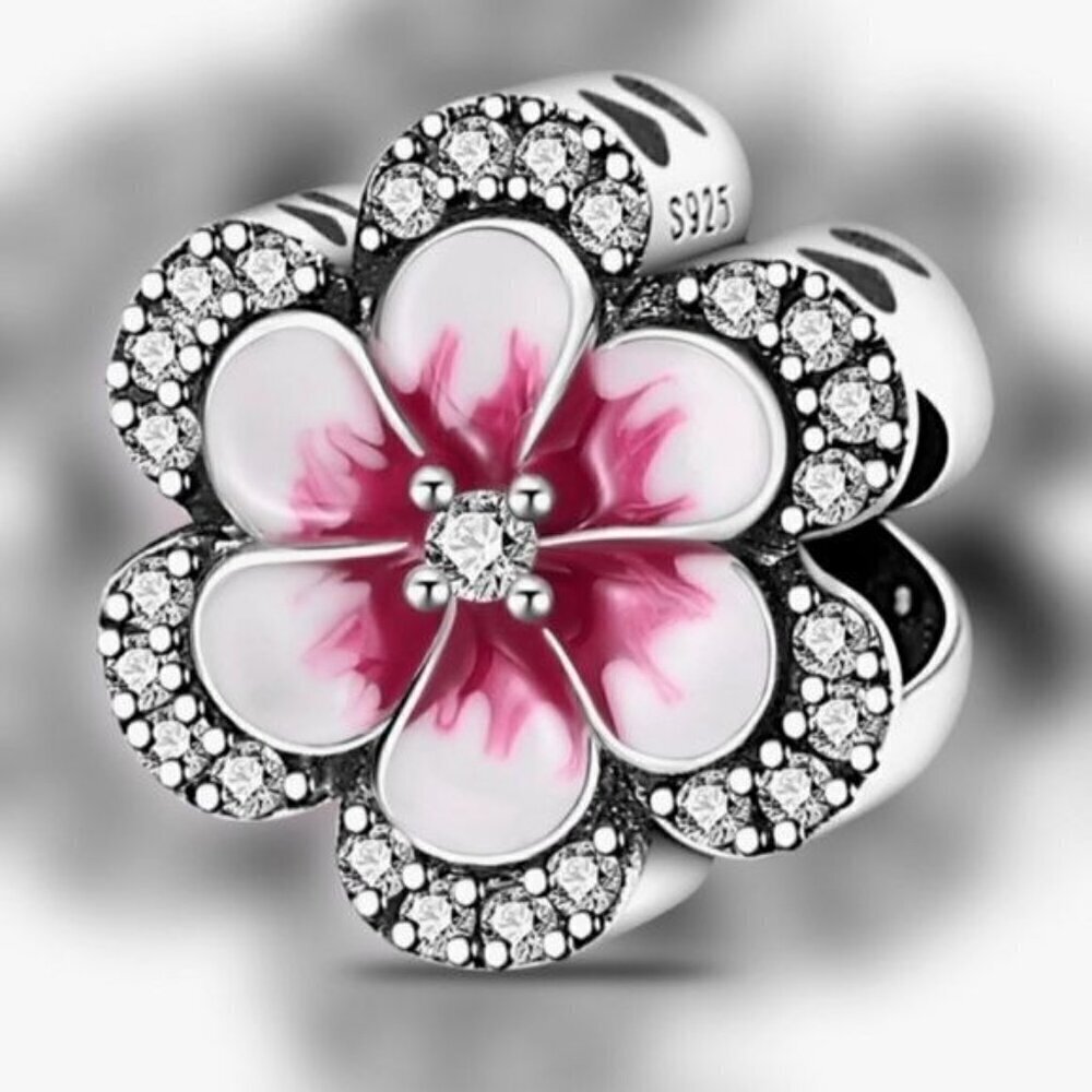 925 Sterling Silver Exquisite Diy Pendant With Beaded Floral Charm